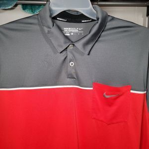 Nike Golf Tour Performance Dri-Fit Red & Grey Polo w/ Pocket - Size XL